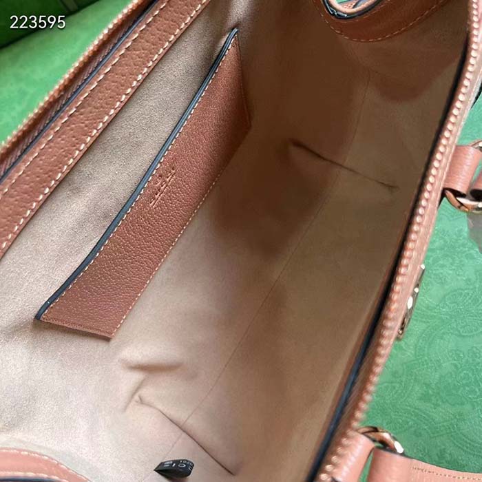 Gucci Women Ophidia GG Small Tote Bag Pink GG Canvas Leather Rose Gold Hardware