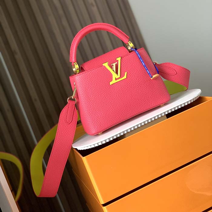 Louis Vuitton LV Women Capucines Mini Handbag Dragon Fruit Pink Cedrat Taurillon Leather