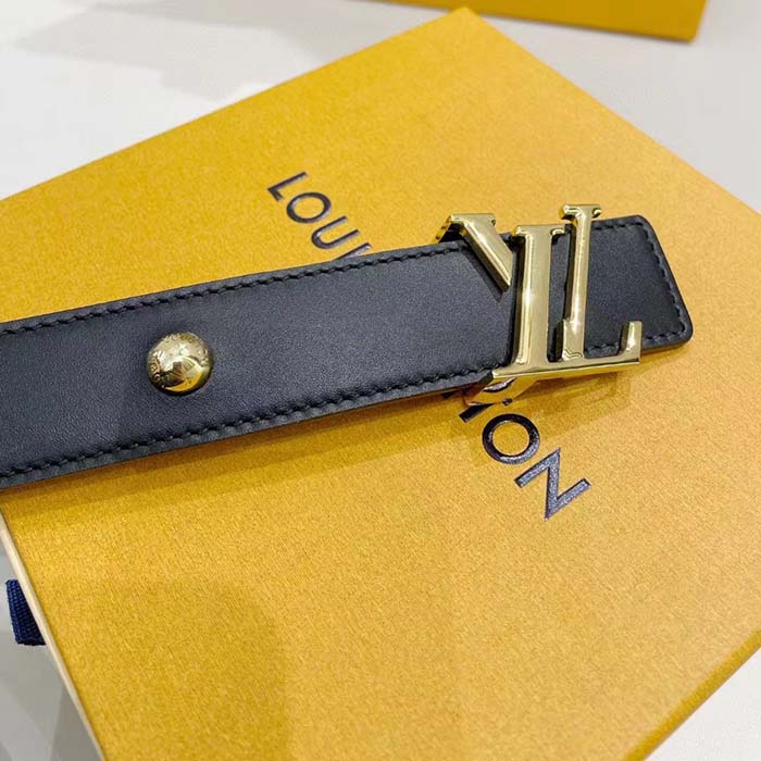 Louis Vuitton Unisex LV Initiales Studs 30mm Reversible Belt Black Leather Metal Studs