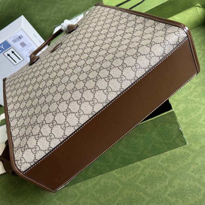 Gucci Unisex Small Tote Interlocking G Beige Ebony GG Supreme Canvas