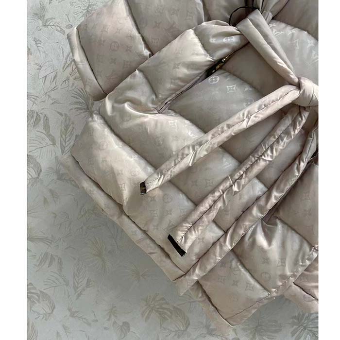 Louis Vuitton LV Women Flight Mode Monogram Jacquard Puffer Wrap Coat Polyamide Light Beige