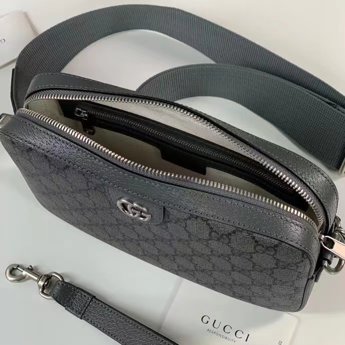 Gucci Unisex Ophidia GG Shoulder Bag Grey Black GG Supreme Canvas Double G