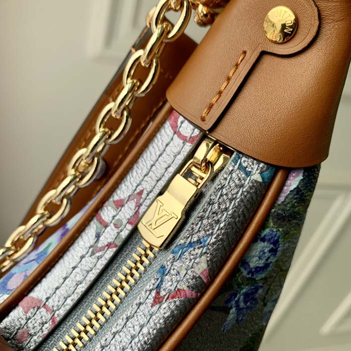 Louis Vuitton LV Women Loop Baguette Handbag Blue Coated Canvas