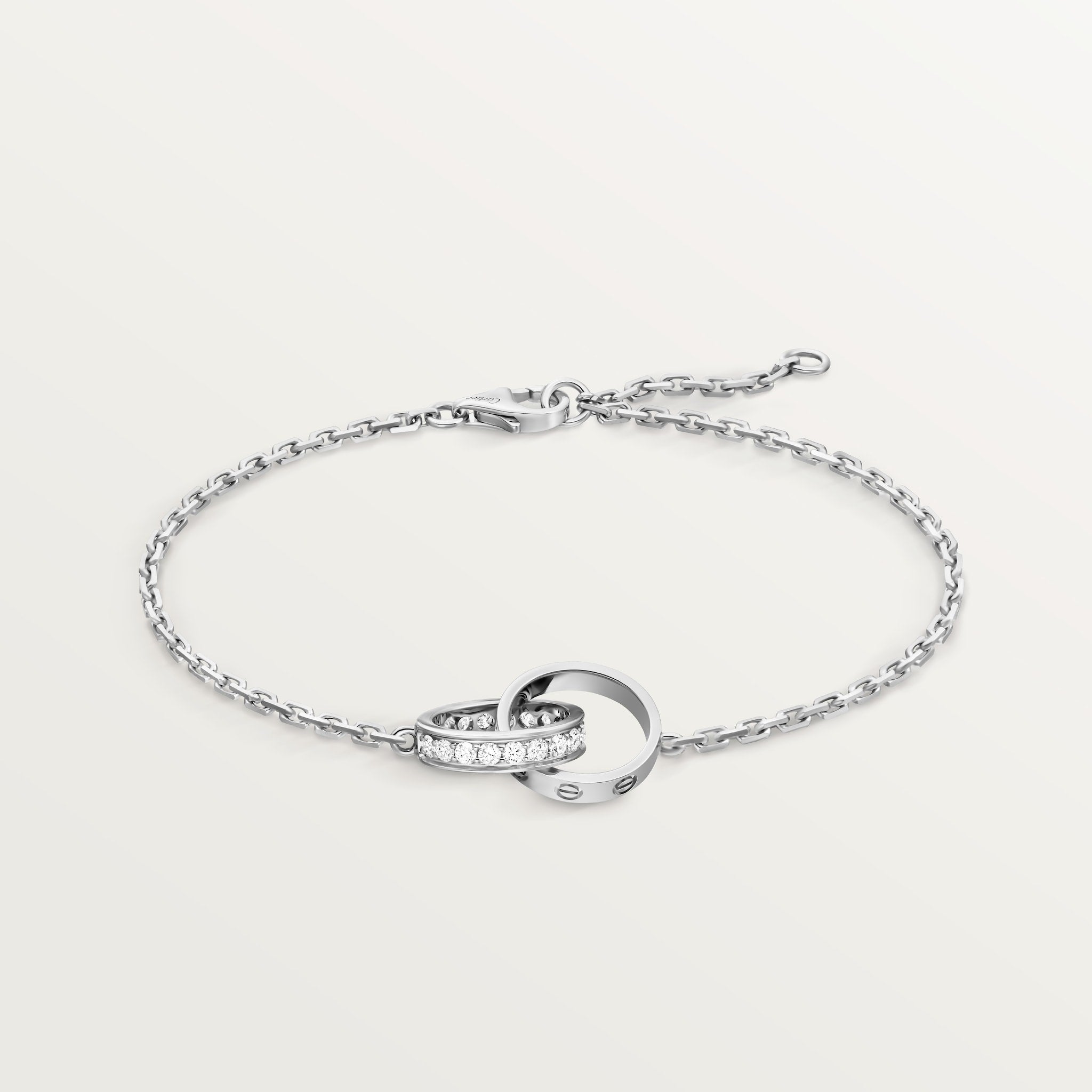 CARTIER LOVE BRACELET, ON CHAIN, SEMI-PAVED