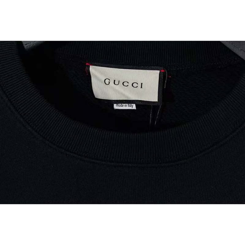 Gucci Men Gucci ‘Mad Cookies’ Print Sweatshirt Cotton Crewneck Slim Fit-Black