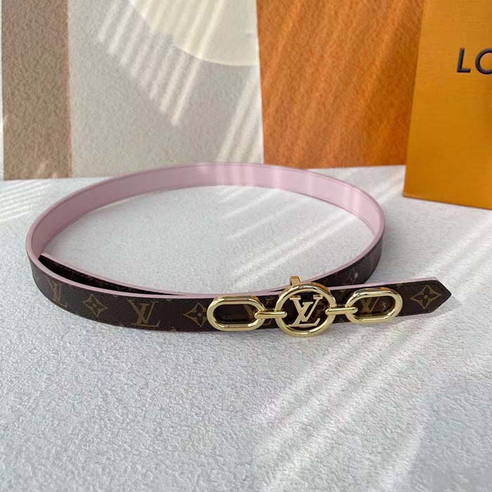 Louis Vuitton Unisex LV Circle Prime 20 MM Reversible Belt Jasmine Pink Calf Leather Verso Side