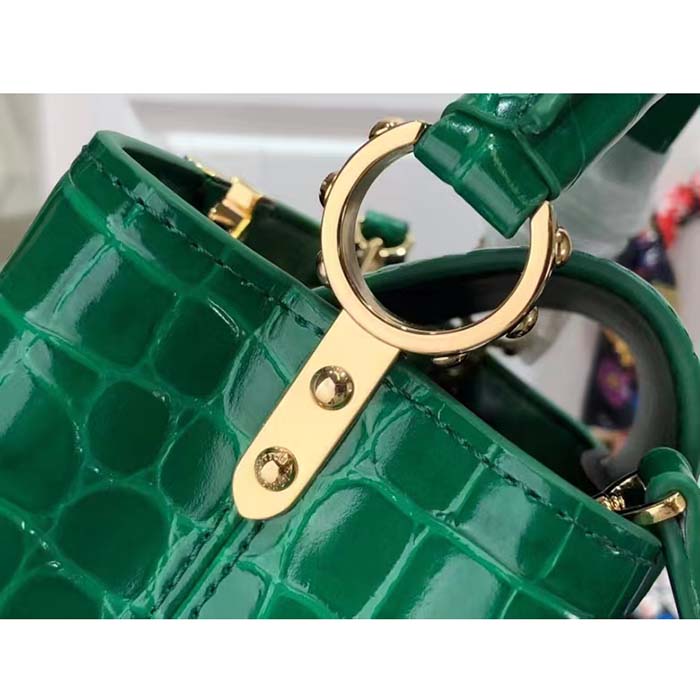 Louis Vuitton LV Women Capucines Mini Handbag Green Crocodilien Brillant Savoir Faire