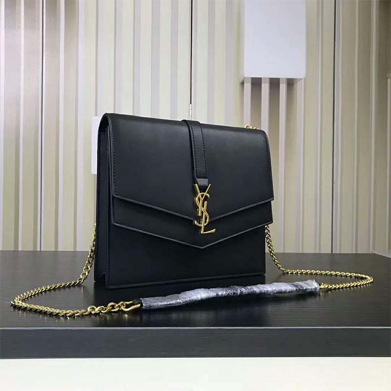 Saint Laurent YSL Women Sulpice Medium in Smooth Leather-Black