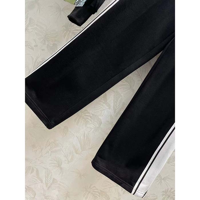 Gucci GG Women Cotton Jersey Zip Jacket Black Lightweight Felted Point Collar Long Sleeves