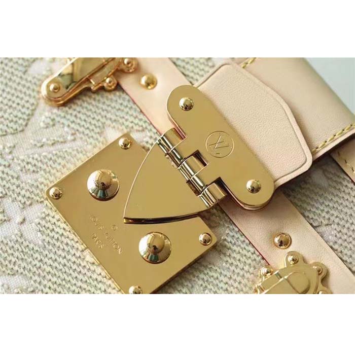 Louis Vuitton Women Petite Malle Beige Monogram Coated Canvas Cowhide Leather Sheepskin