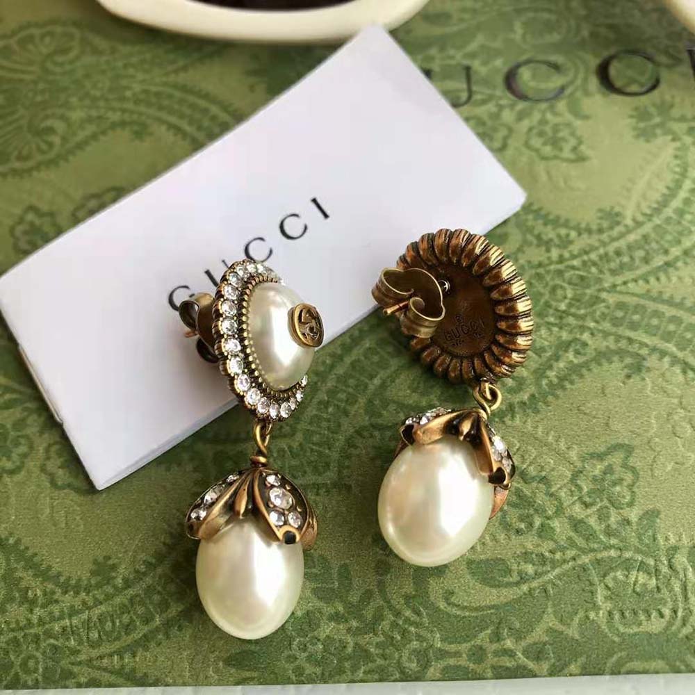 Gucci Women Interlocking G Pearl Earrings