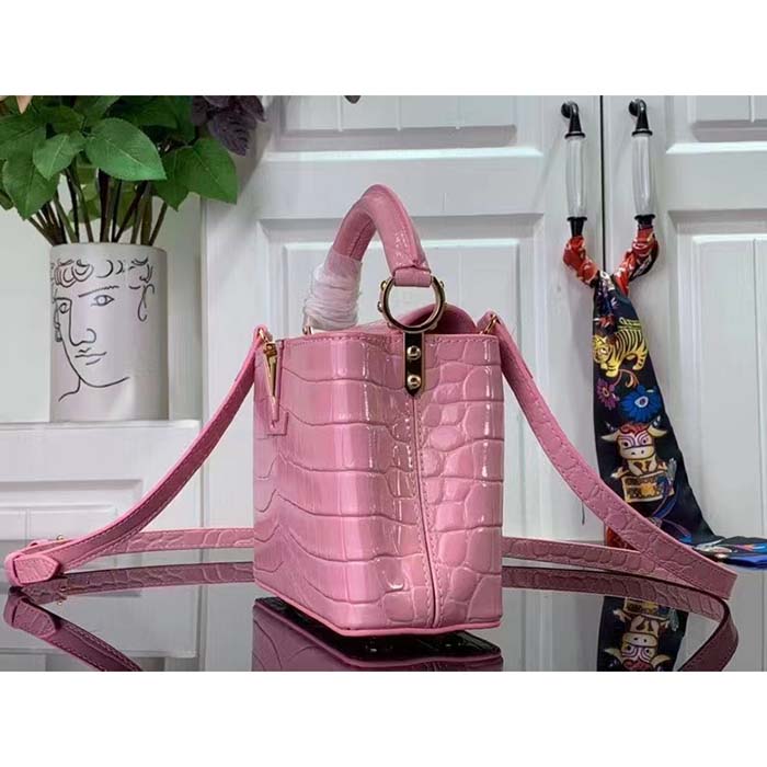 Louis Vuitton LV Women Capucines Mini Handbag Pink Crocodilien Brillant Savoir Faire