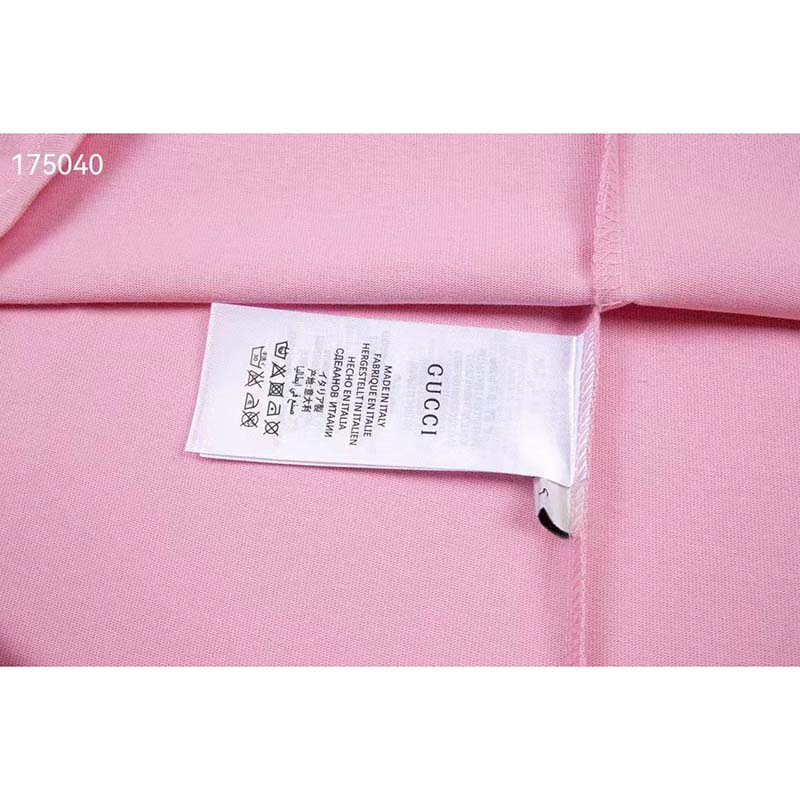 Gucci GG Men Bananya Cotton T-Shirt Pink Jersey Crewneck Oversize Fit
