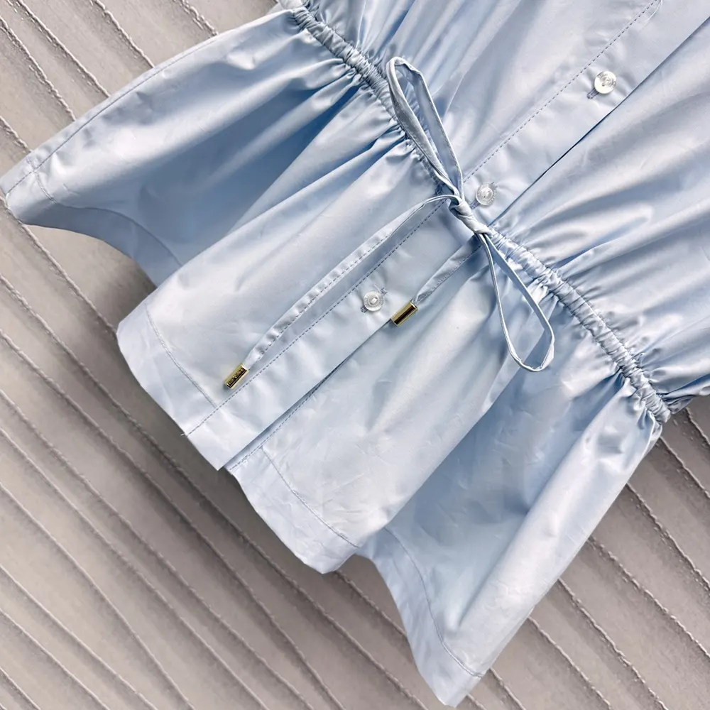 Louis Vuitton Women Drawstring Waist Cotton Poplin Shirt 1AGQMO