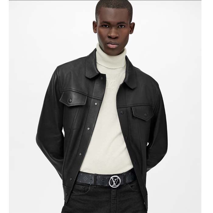 Louis Vuitton Unisex LV Circle 40 MM Reversible Belt Monogram Eclipse Canvas Calf Leather