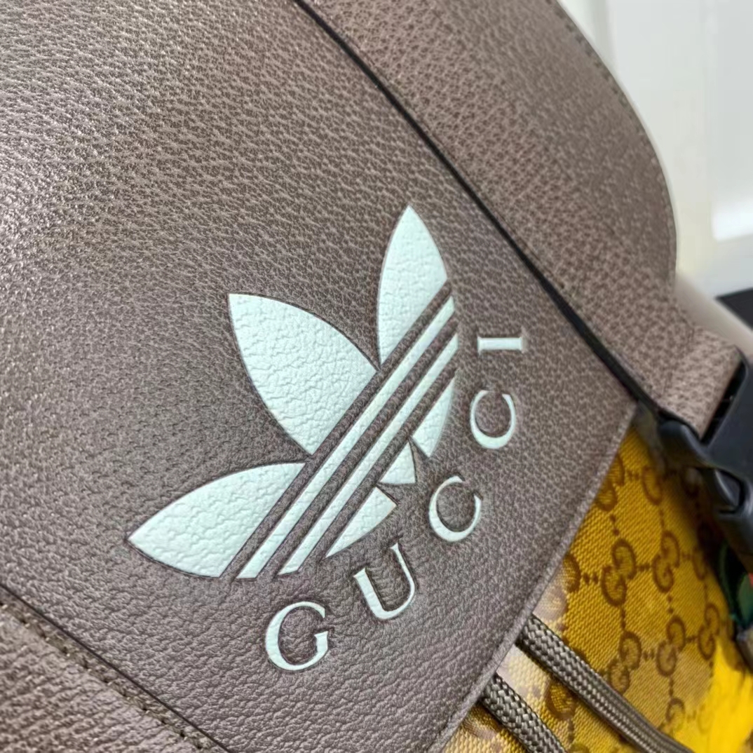 Gucci Unisex GG Adidas x Gucci Backpack Beige Brown GG Crystal Canvas Trefoil Print