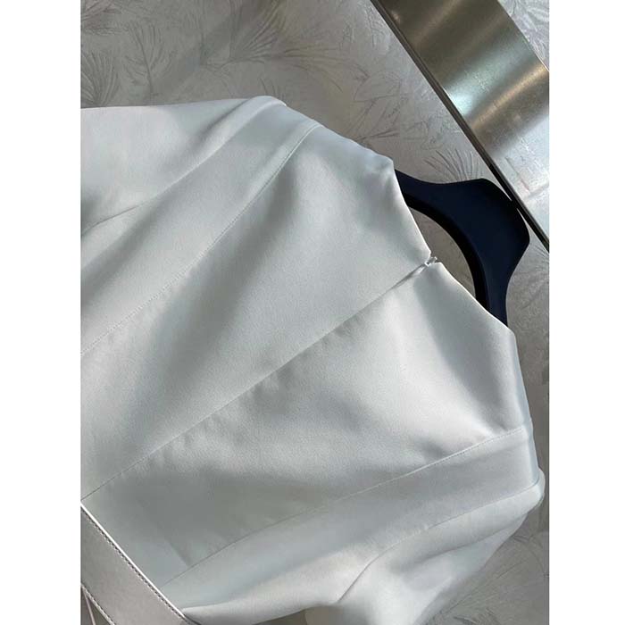 Louis Vuitton Women LV Belted Skater Dress White Short Dress Golden V Logo