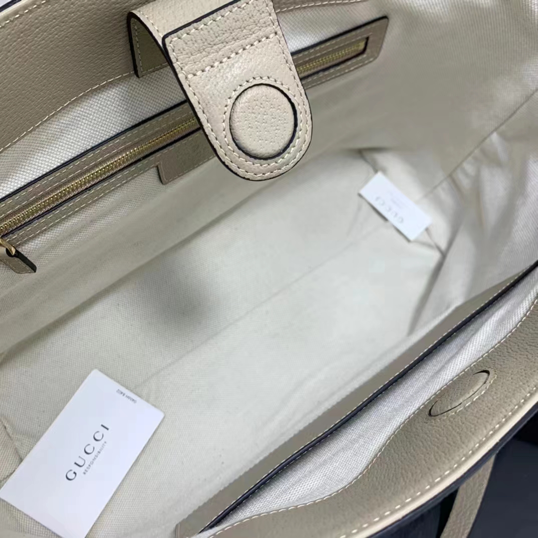 Gucci GG Women Ophidia Medium GG Tote Beige White Supreme Canvas
