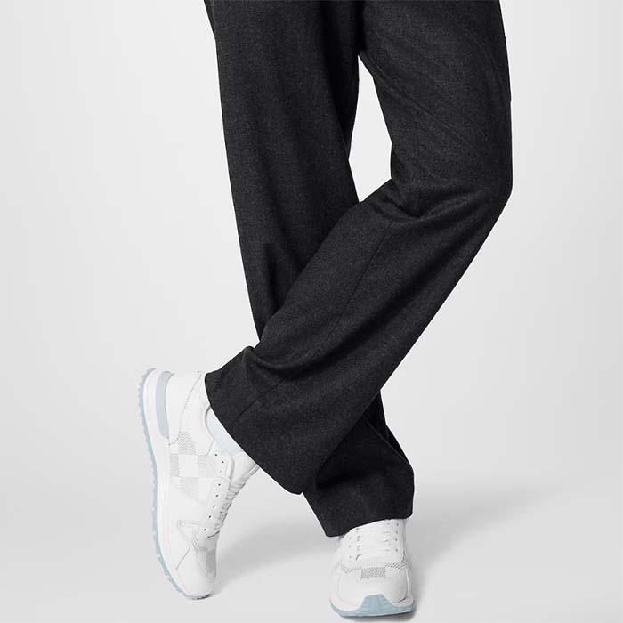 Louis Vuitton LV Unisex Run Away Sneaker White Maxi Damier-Embossed Grained Calf Leather Rubber