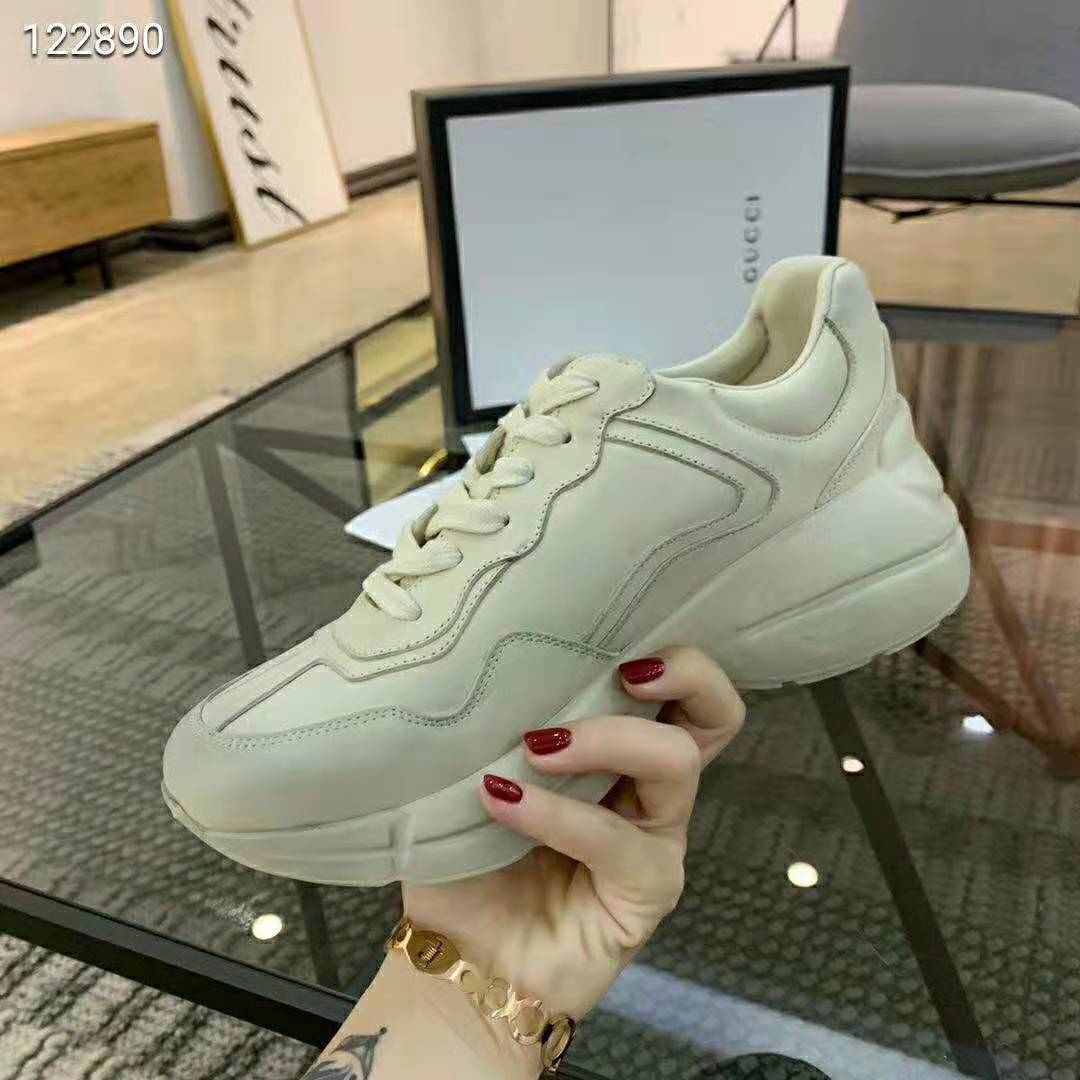 Gucci Unisex Rhyton Sneaker with Mouth Print-Beige