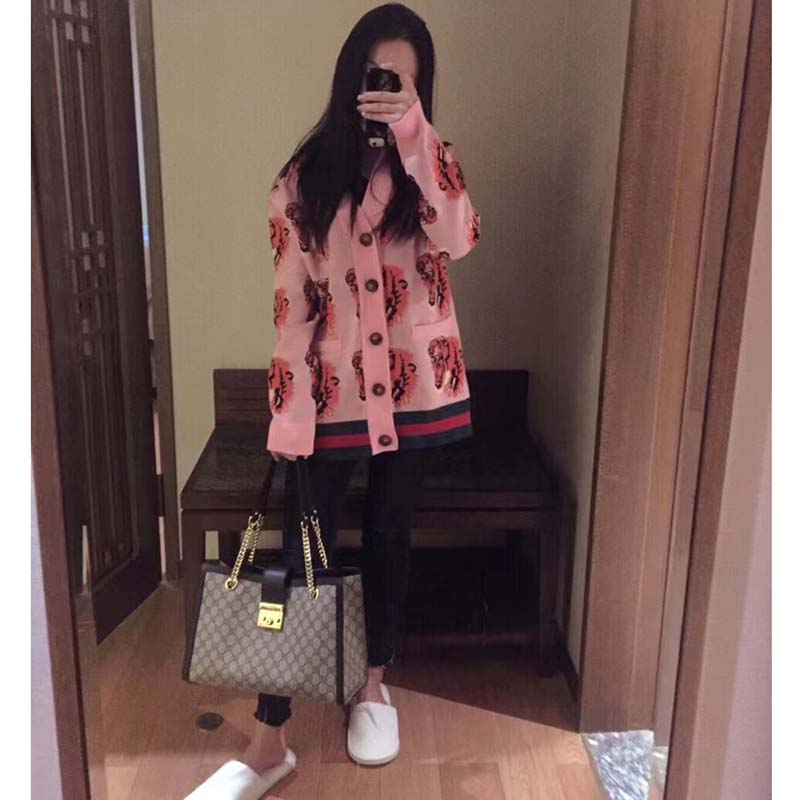 Gucci Women Padlock GG Small Shoulder Bag Brown Beige Ebony Supreme Canvas