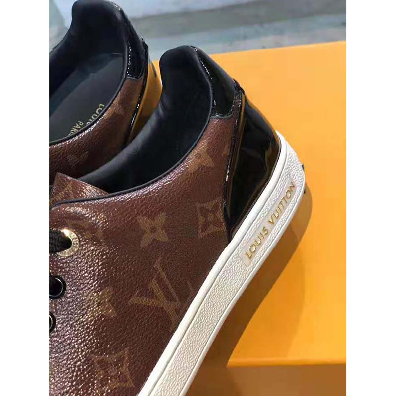 Louis Vuitton LV Women Frontrow Sneaker in Patent Monogram Canvas-Brown