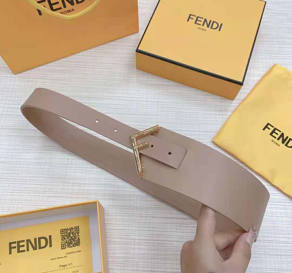 Fendi Women Beige Leather Belt