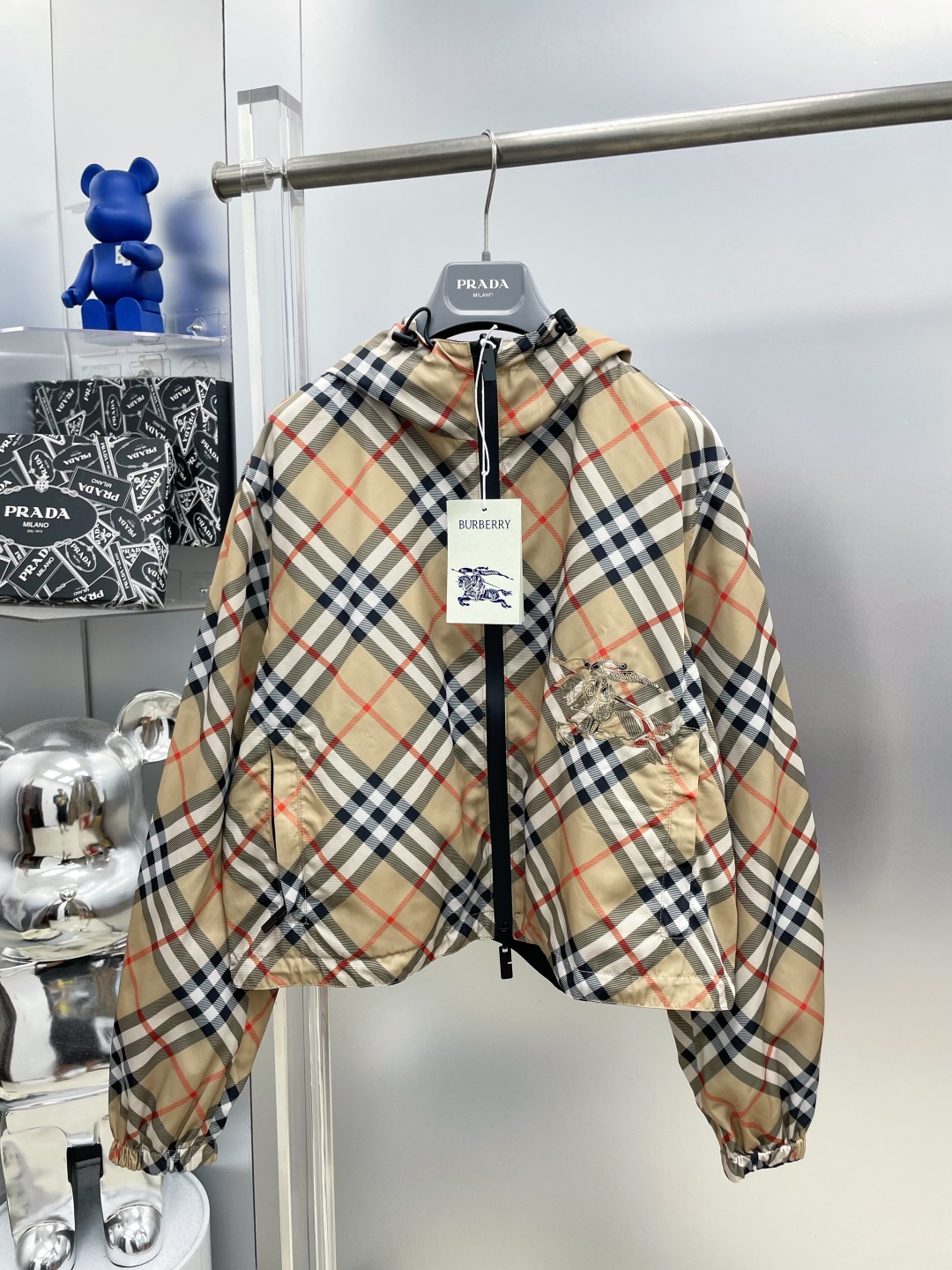 BBR Women's 25ss short double-sided two-wear short plaid jacket XC0425072302