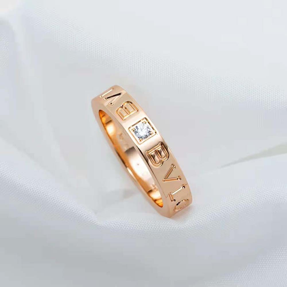 Bvlgari Women Bvlgari Bvlgari Ring 18 KT Rose Gold Ring with Diamond