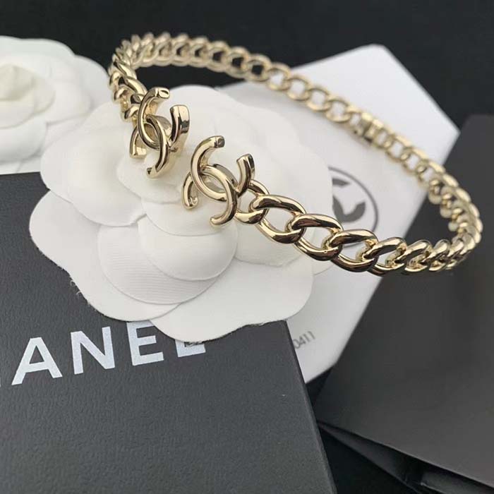 Chanel Women CC Necklace Metal Gold Ruthenium