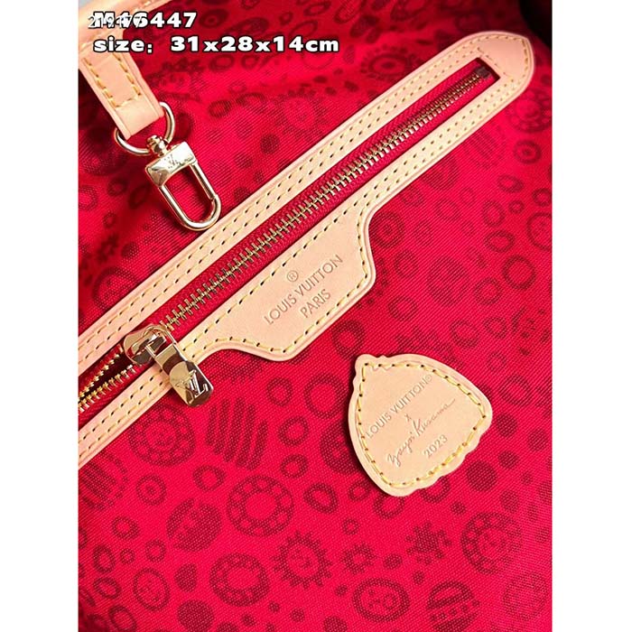 Louis Vuitton LV Unisex LV x YK Neverfull MM Monogram Coated Canvas Faces Print Embroidery