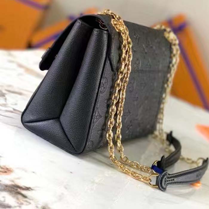 Louis Vuitton Women Vavin PM Handbag Black Embossed Supple Grained Cowhide Leather