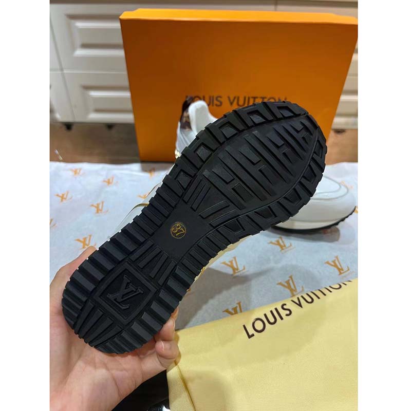 Louis Vuitton LV Unisex Run Away Sneaker White Calf Leather Monogram Canvas