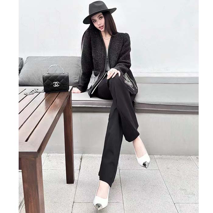 Louis Vuitton LV Women Scuba Trim Tweed Jacket Wool Black Regular Fit