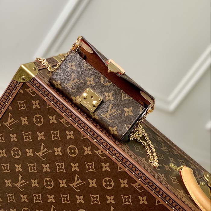 Louis Vuitton LV Women Bitsy Pouch Brown Monogram Flower Canvas