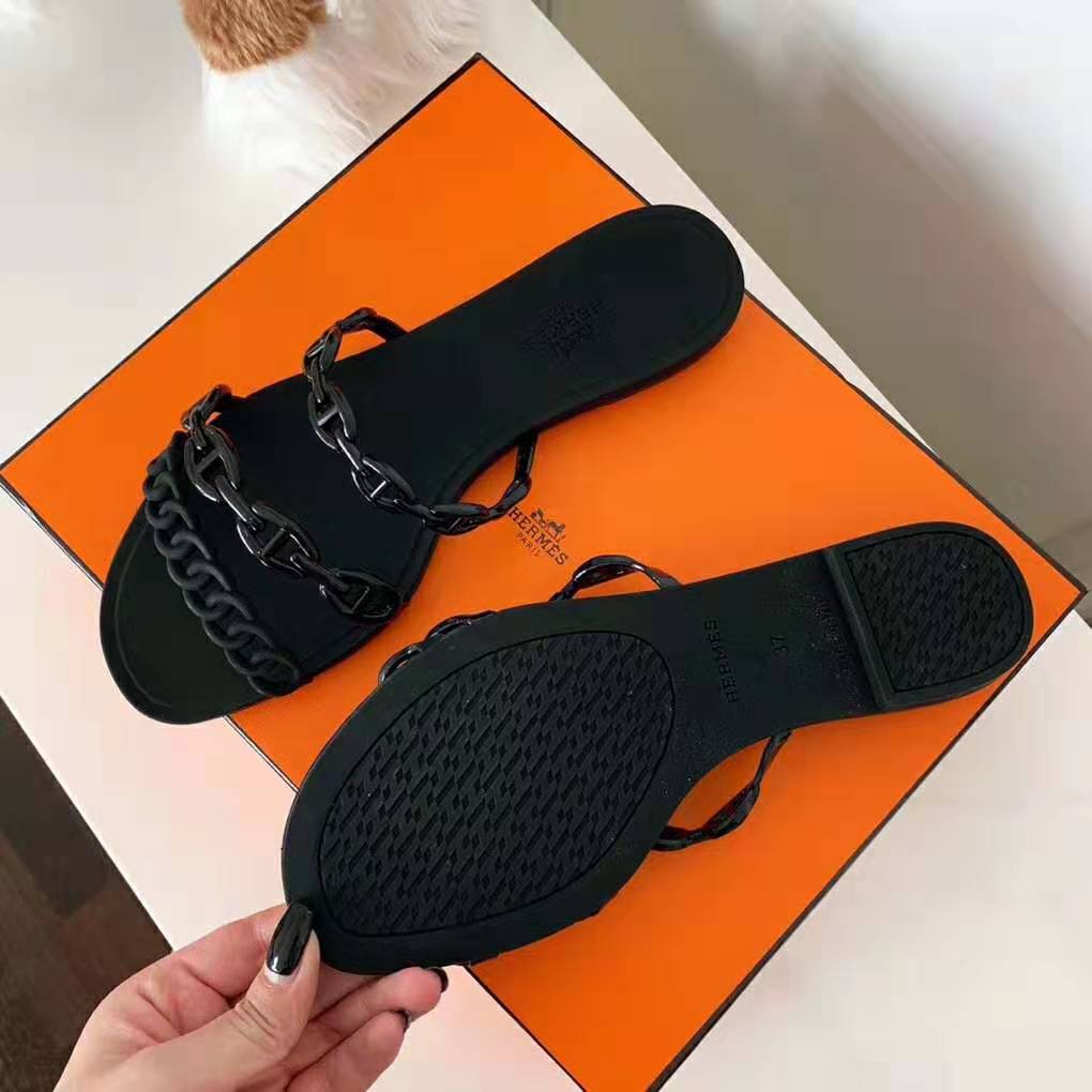 Hermes Women Rivage Sandal Summer TPU Sole-Black