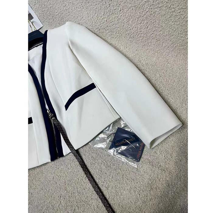 Louis Vuitton Women LV Wetsuit Pull Mikado Jacket Wool Silk White Regular Fit