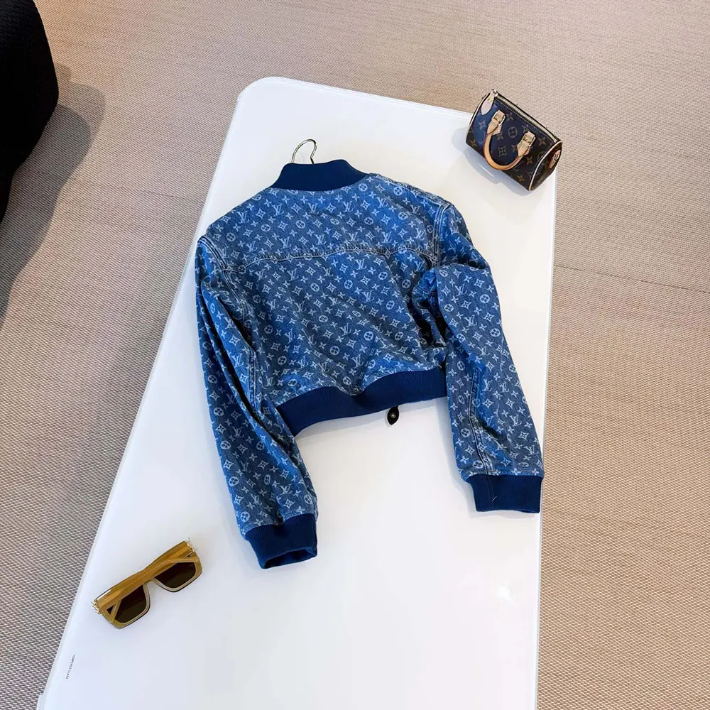 Louis Vuitton Women Cropped Monogram Denim Bomber Jacket 1AI176
