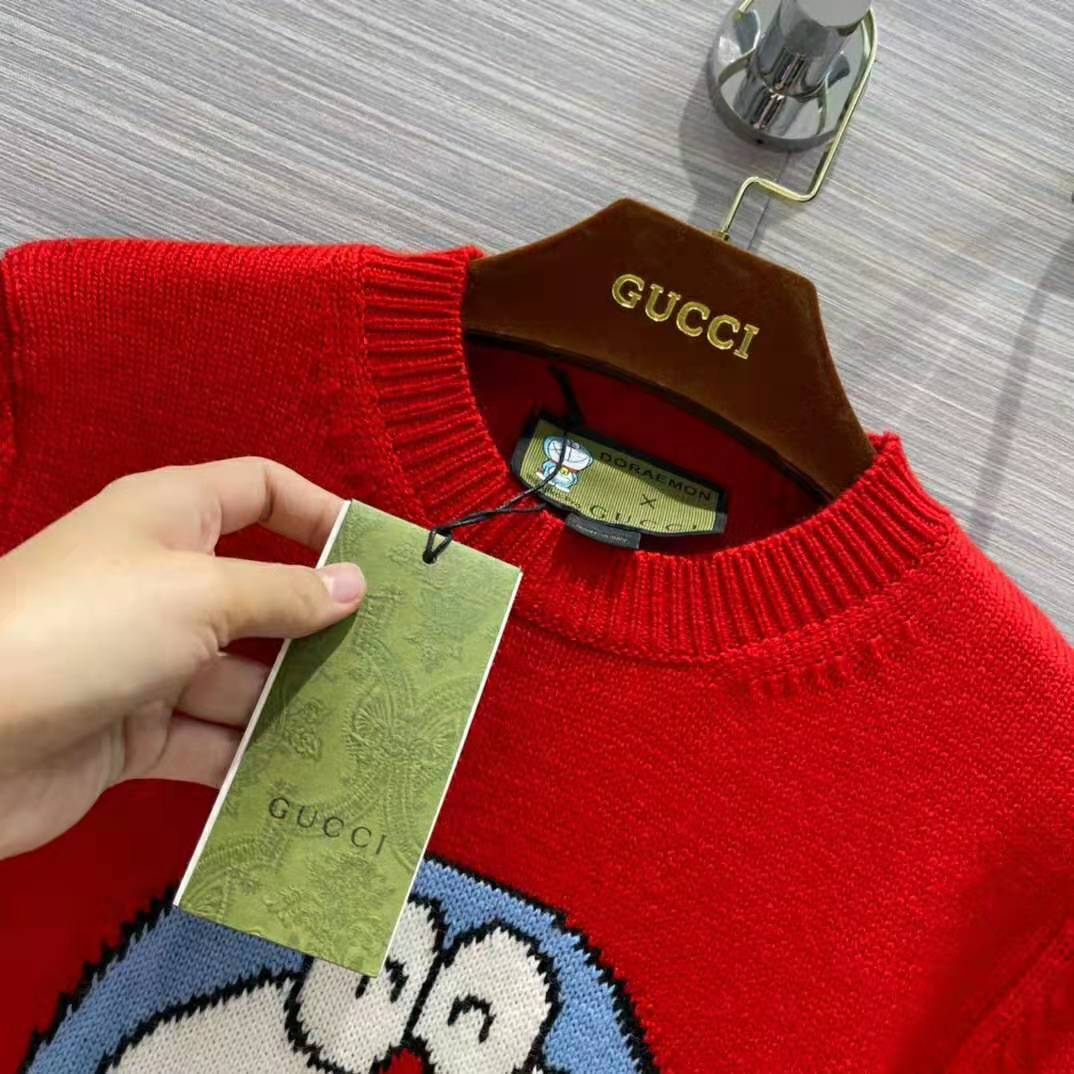 Gucci Men Doraemon x Gucci Wool Sweater Red Crewneck Label On the Back
