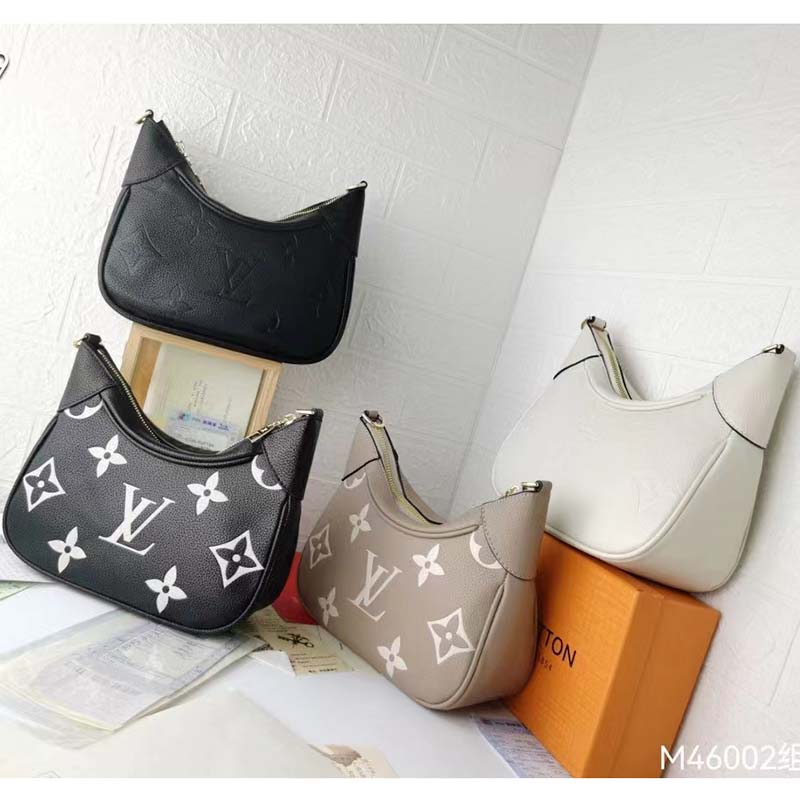 Louis Vuitton LV Women Bagatelle Mini Hobo Handbag Monogram Empreinte Embossed Grained Cowhide