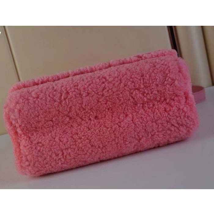 Louis Vuitton LV Women Twist MM Handbag Pink Shearling Smooth Calfskin Leather