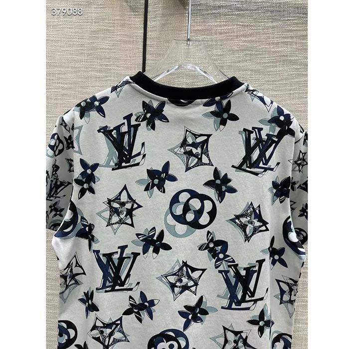 Louis Vuitton Men LV FLIGHT MODE 3D Mahina Monogram T-Shirt Cotton Navy White