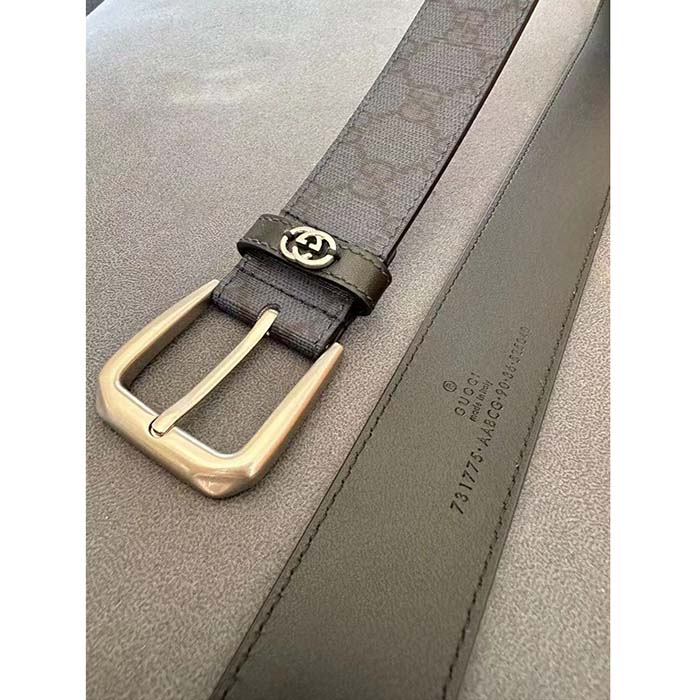 Gucci Unisex GG Belt Interlocking G Detail Blue Dark Blue GG Supreme Square Buckle