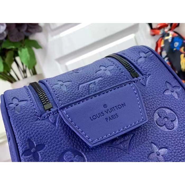 Louis Vuitton LV Unisex Dopp Kit Racing Blue Embossed Taurillon Monogram Cowhide Leather