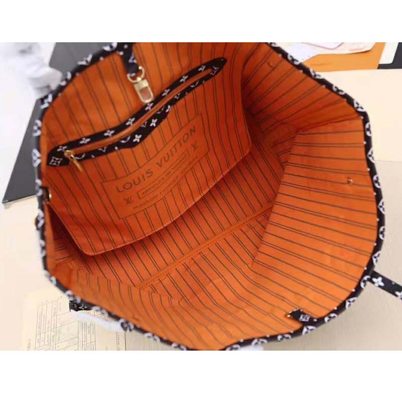 Louis Vuitton LV Women Neverfull MM Tote Bag in Monogram Canvas-Black