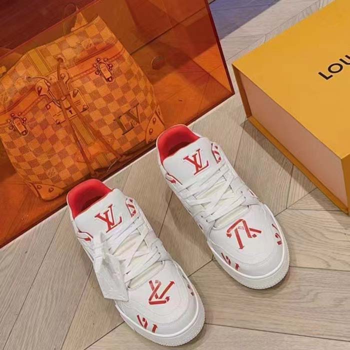 Louis Vuitton Unisex LV Trainer Sneaker Red Mix Sustainable Materials Recycled Polyester