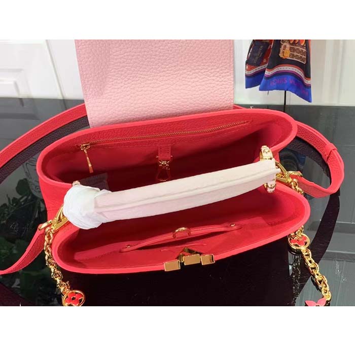 Louis Vuitton LV Women Capucines MM Handbag Rose Pink Taurillon Leather
