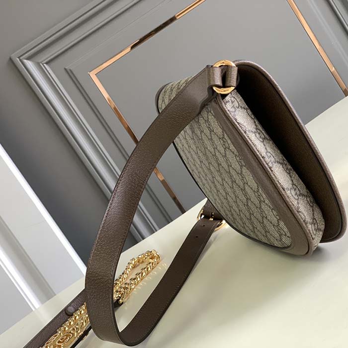 Gucci Women GG Blondie Mini Shoulder Bag Beige Ebony GG Supreme Canvas