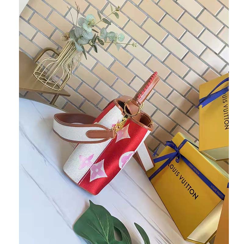 Louis Vuitton LV Women Capucines BB Handbag Red Calfskin Canvas