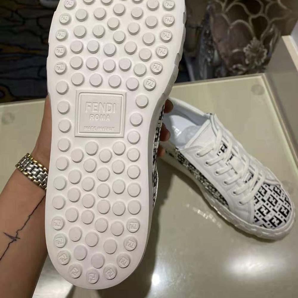 Fendi Women Sneakers Brown Fabric Low-Tops-White